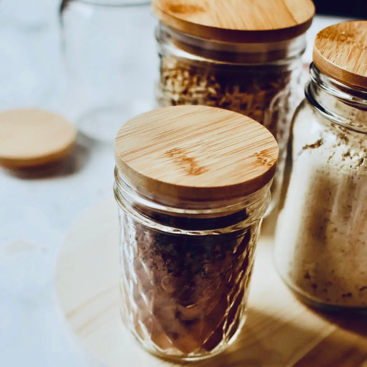 Bamboo Lid for Mason Jar with Straw Hole Standard