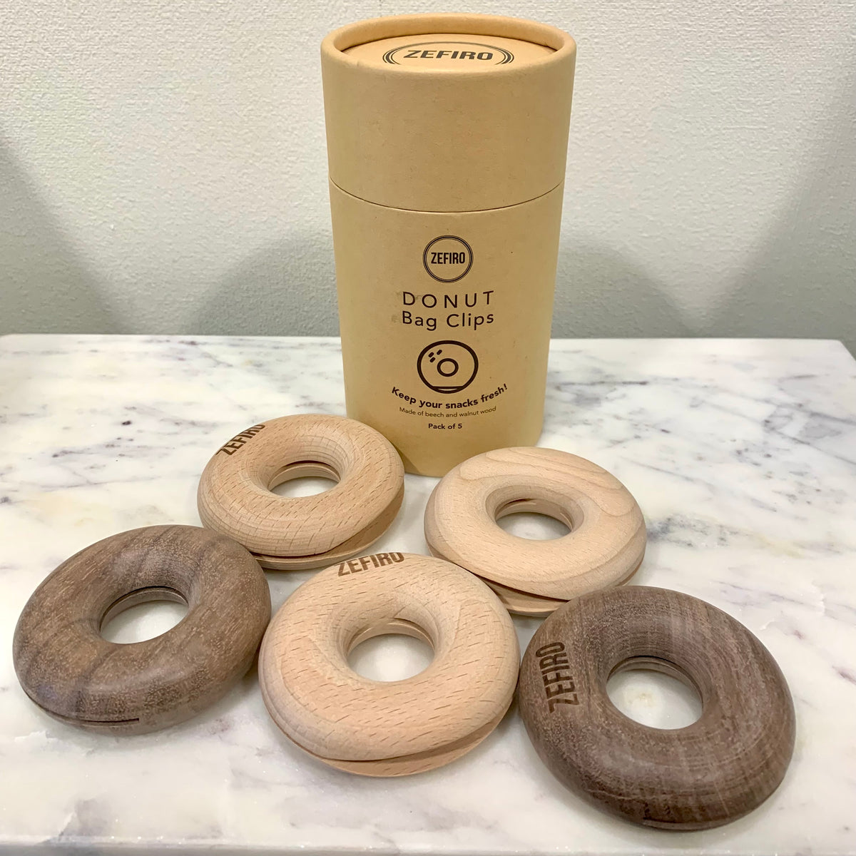 Wooden Donut Closure Walnut Grocery Bag Sealing Clip Tea Bag Snack