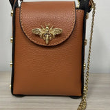 Made in Italy LEATHER BEE CELL PHONE CROSSBODY BAG