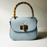 Made in Italy LEATHER HANDBAG WITH BAMBOO HANDLES