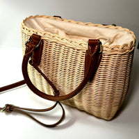 Made in Italy LEATHER & RAFFIA LINED BASKET BAG