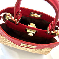 Made in Italy LEATHER & RAFFIA CROSSBODY BAG