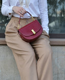 Made in Italy "KRISTA" LEATHER SADDLE CROSSBODY