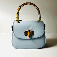 Made in Italy LEATHER HANDBAG WITH BAMBOO HANDLES