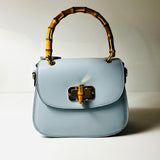 Made in Italy LEATHER HANDBAG WITH BAMBOO HANDLES