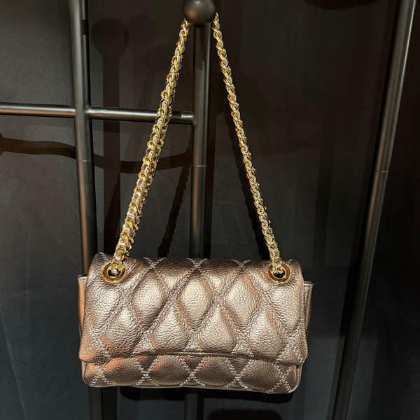 Made in Italy "GABI" LEATHER QUILTED CHAIN STRAP BAG