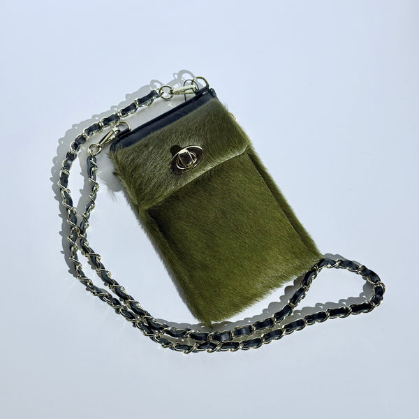 Made in Italy CALF HAIR & LEATHER CELL PHONE CROSSBODY