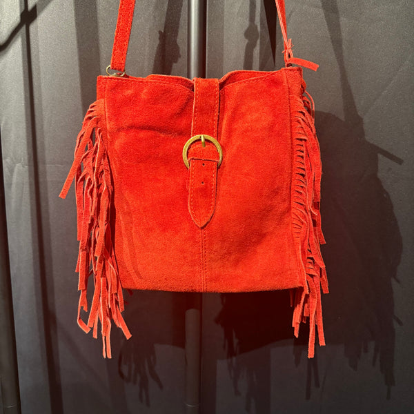 Made in Italy "LINDA" SUEDE FRINGED SHOULDER BAG