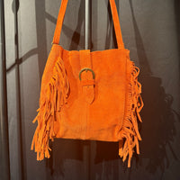 Made in Italy "LINDA" SUEDE FRINGED SHOULDER BAG