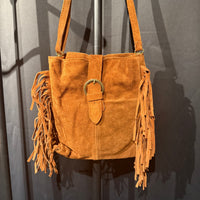 Made in Italy "LINDA" SUEDE FRINGED SHOULDER BAG