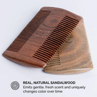 Zeus SANDALWOOD BEARD & MUSTACHE COMB WITH LEATHER SHEATH