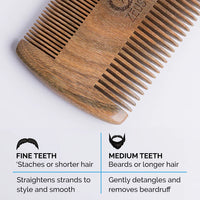 Zeus SANDALWOOD BEARD & MUSTACHE COMB WITH LEATHER SHEATH