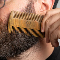 Zeus SANDALWOOD BEARD & MUSTACHE COMB WITH LEATHER SHEATH