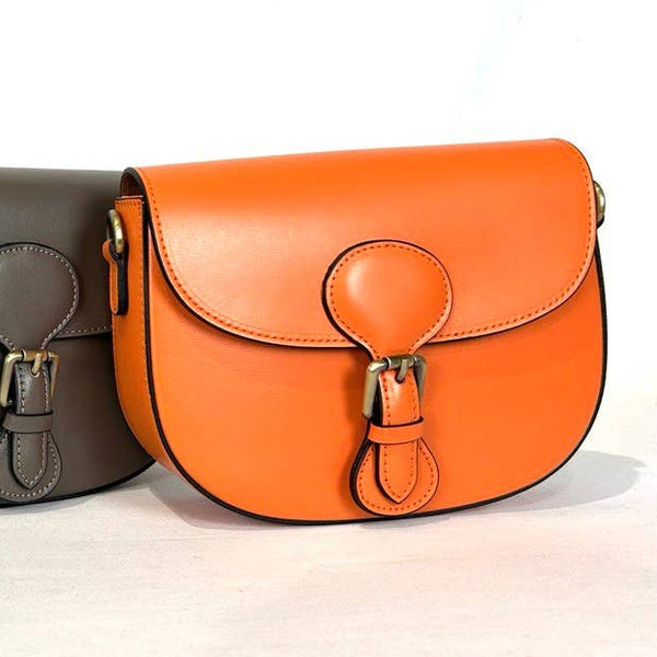 Made in Italy "MORGAN" LEATHER SADDLE CROSSBODY