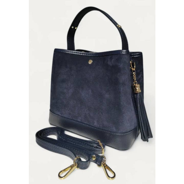 Made in Italy LEATHER NAVY SUEDE BAG