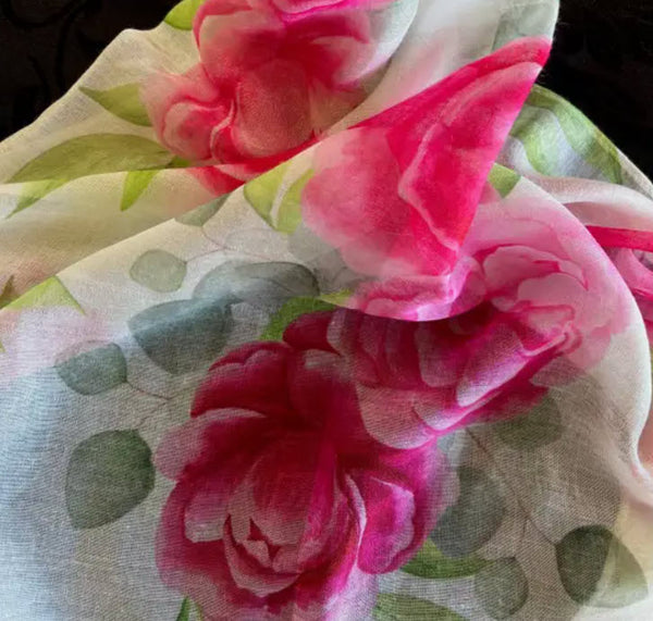 Art on Scarves <br>CHIFFON WATERCOLOR SCARF