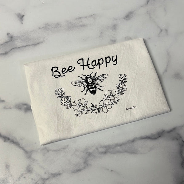 Honeybee Tea Towel Organic Cotton Flour Sack Kitchen Towel Bee Eco Friendly  Decor Unpaper Towels Honey Bee Pollinator Gift 