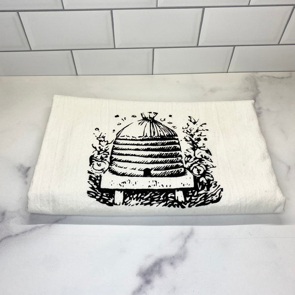 Otter Tea Towel Organic Cotton Flour Sack Towel Screen Printed Unpaper Towel  Kitchen Towels Otter Black 